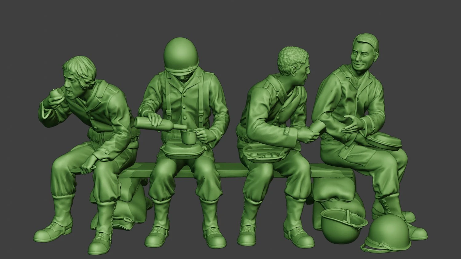 american soldiers ww2 eatdrink a13 3D Print Model .c4d .max .obj .3ds .fbx .stl .blend