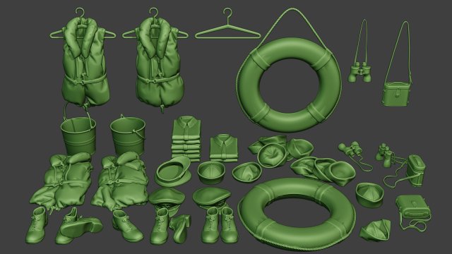 us naval objects pack1 3D Print Model .c4d .max .obj .3ds .fbx .stl .blend 