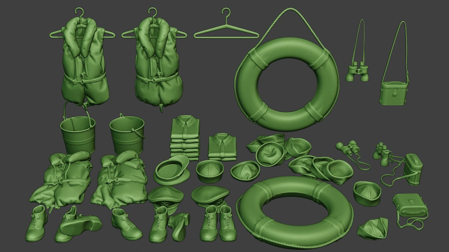 us naval objects pack1 3D Print Model .c4d .max .obj .3ds .fbx .stl .blend 