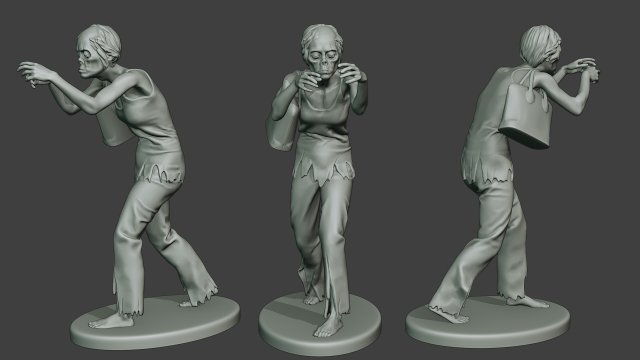casual zombie female cz1 0001 Modello di stampa 3D .c4d .max .obj .3ds .fbx .stl .blend 