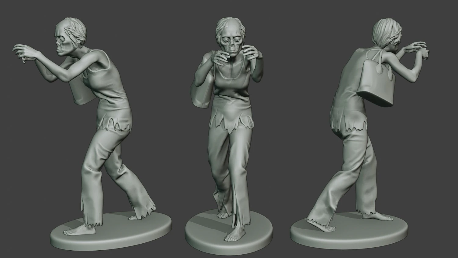casual zombie female cz1 0001 3D Print Model .c4d .max .obj .3ds .fbx .stl .blend 