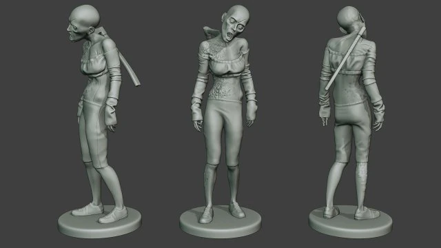 femmina zombie casual cz1 0002 Modello di stampa 3D .c4d .max .obj .3ds .fbx .stl .blend 