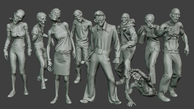 casual zombie cz pack1 Model Cetak 3D .c4d .max .obj .3ds .fbx .stl .blend 