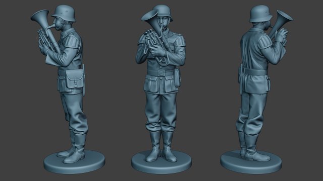 German musician soldier ww2 Stand Baritone horn G8 Modèles 3D en vedette .c4d .max .obj .3ds .fbx .stl .blend 