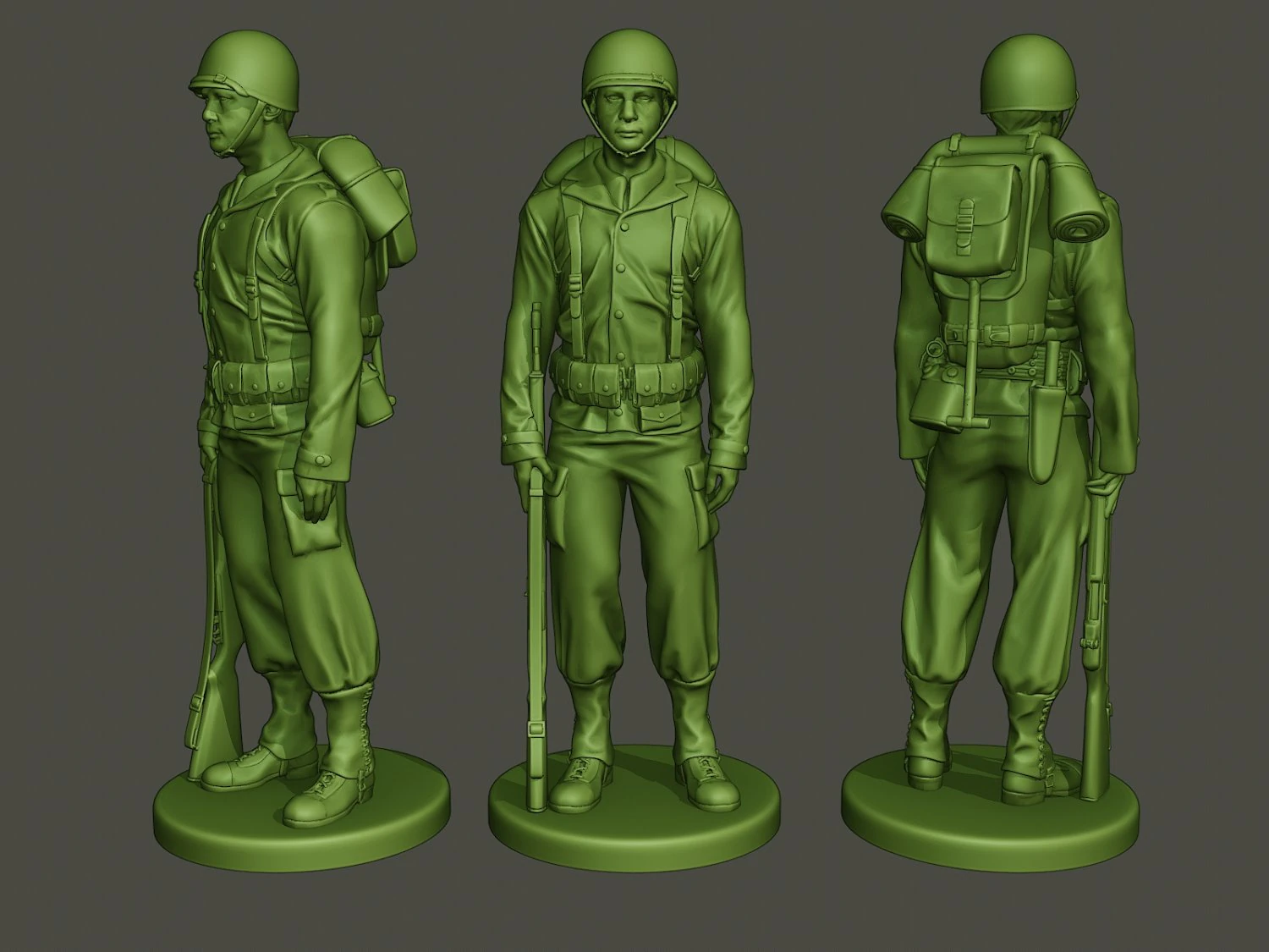 American soldier ww2 Stand A1 3D Print Model .c4d .max .obj .3ds .fbx .stl .blend