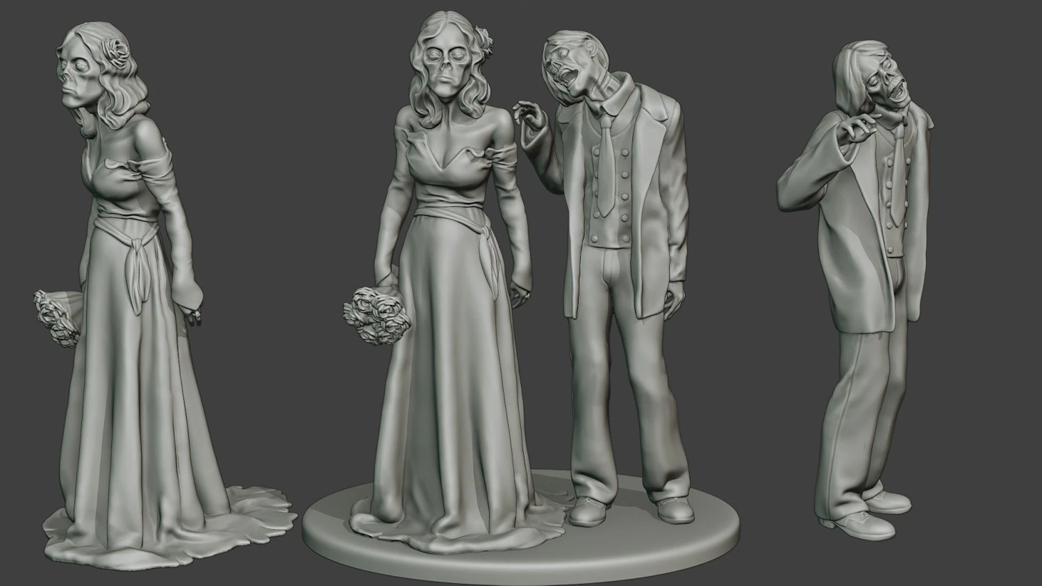 Married casual zombies CZ2 3D Print Model .c4d .max .obj .3ds .fbx .stl .blend