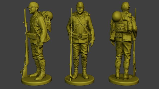 Japanese soldier ww2 Attention J1 3D-Druckmodell .c4d .max .obj .3ds .fbx .stl .blend 