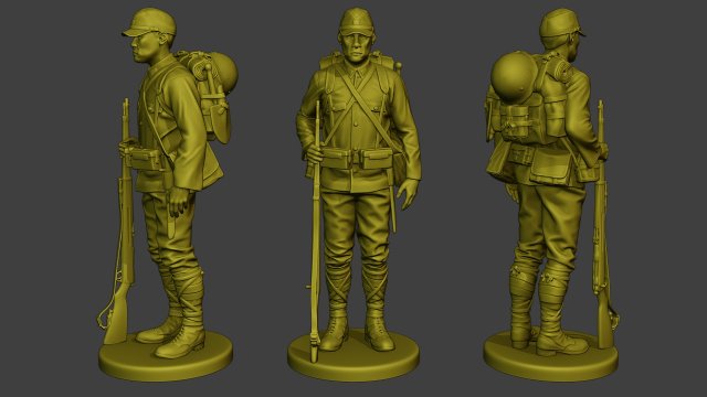 Japanese soldier ww2 Attention2 J1 Model Cetak 3D .c4d .max .obj .3ds .fbx .stl .blend 