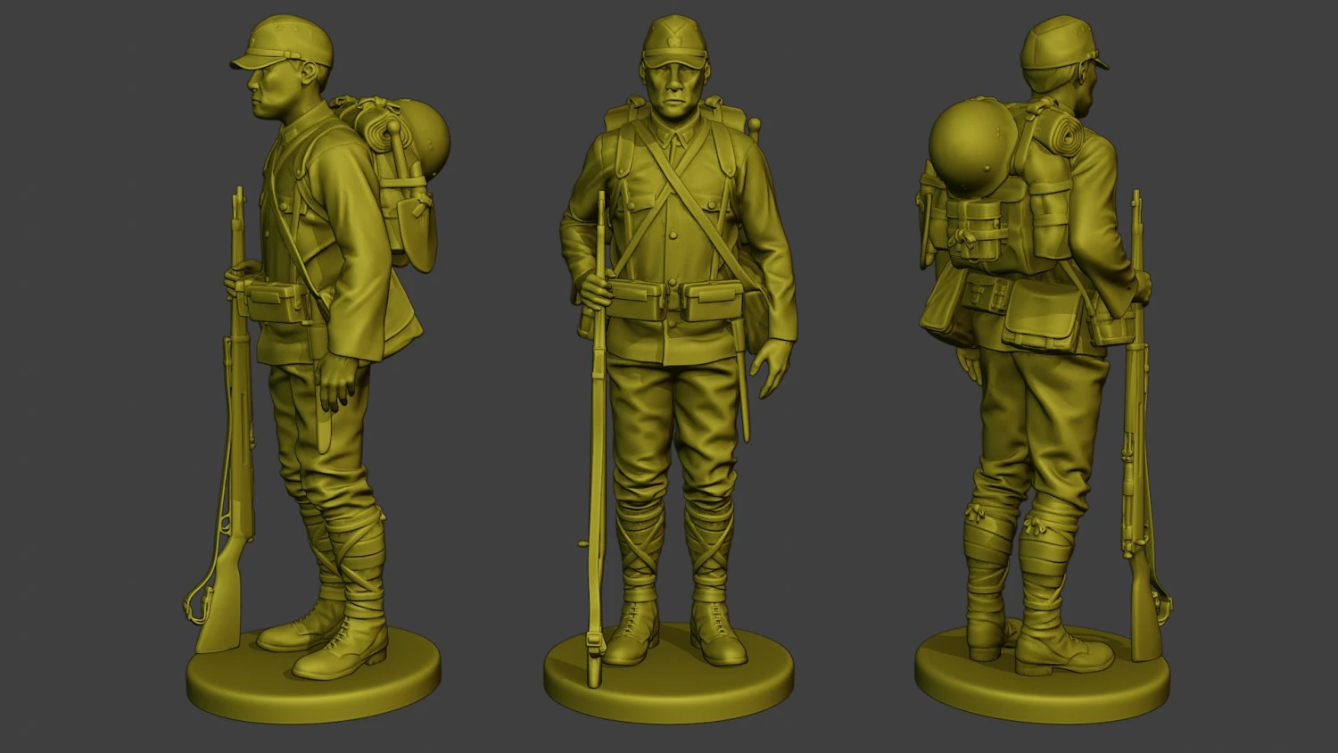Japanese soldier ww2 Attention2 J1 3D Print Model .c4d .max .obj .3ds .fbx .stl .blend 