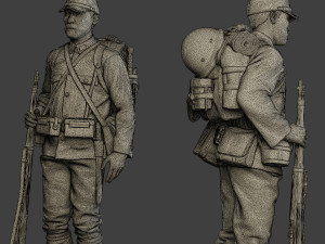 Japanese soldier ww2 Attention2 J1 Model Cetak 3D
