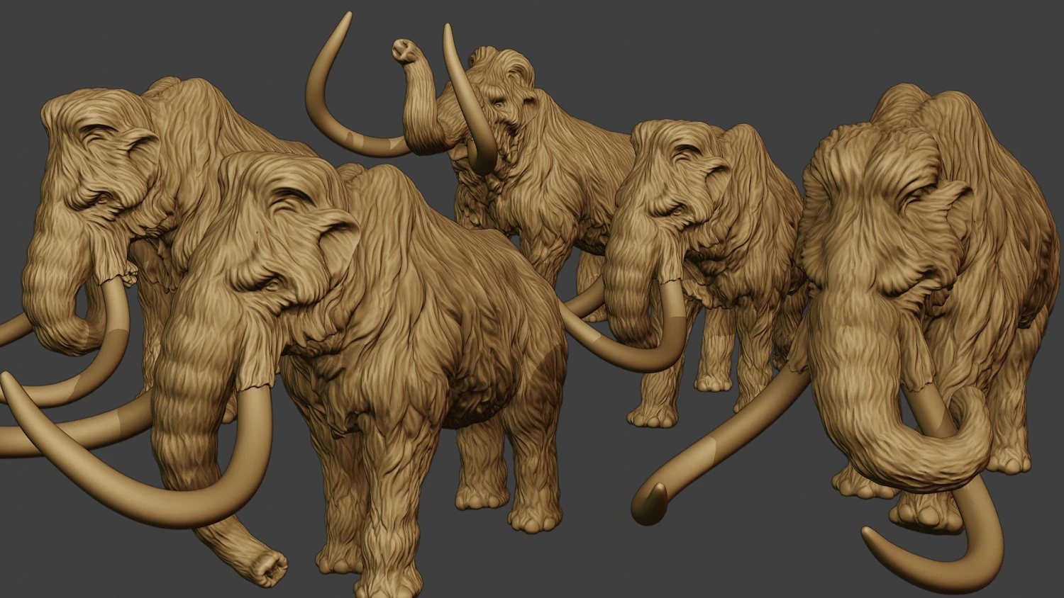 Mammoth Pack1 3D Print Model .c4d .max .obj .3ds .fbx .stl .blend 