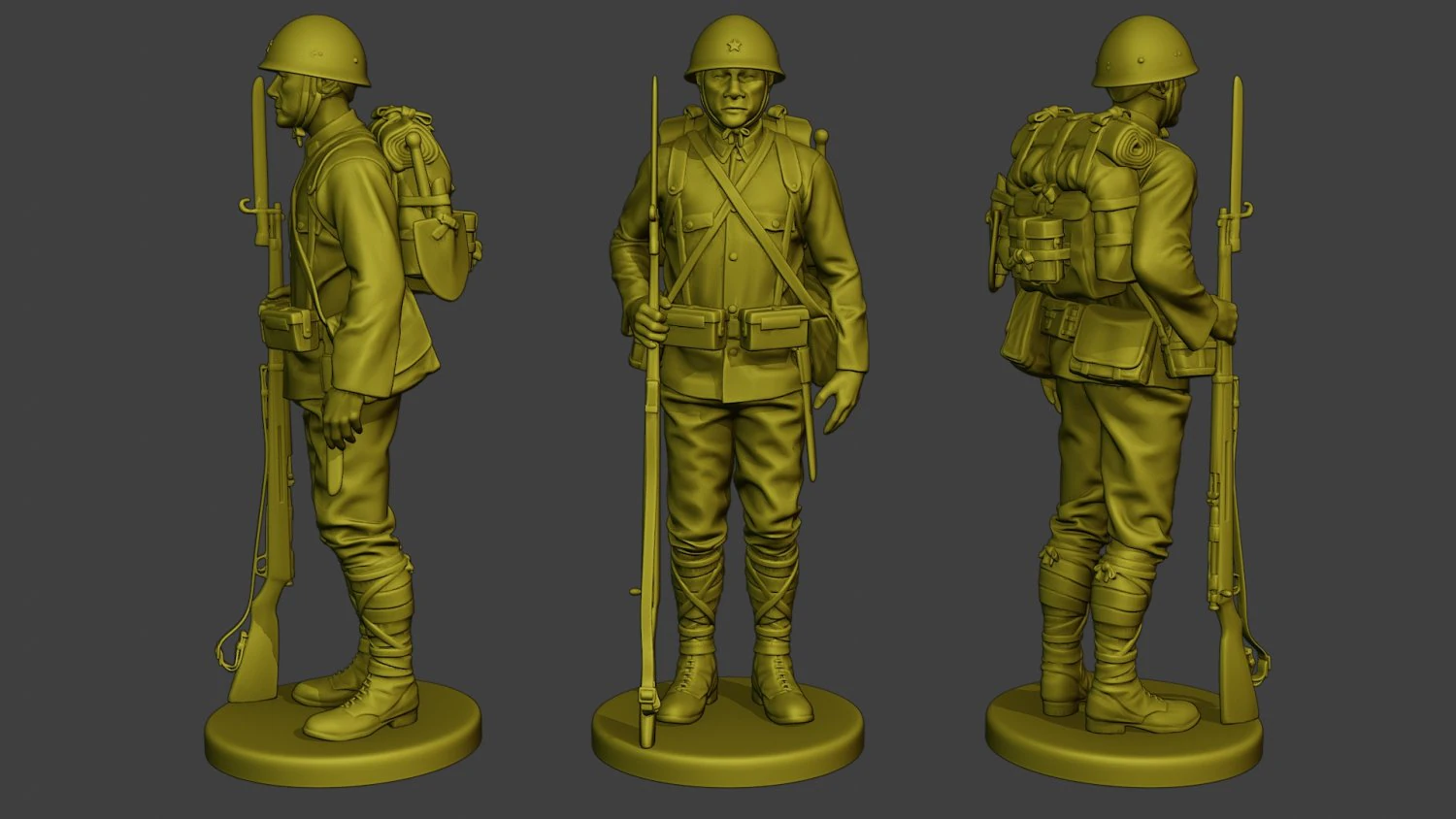 Japanese soldier ww2 Attention3 J1 3D Print Model .c4d .max .obj .3ds .fbx .stl .blend