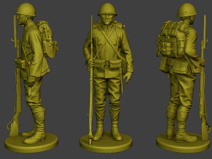 Soldado japon&eacute;s ww2 Atenci&oacute;n 3 J1 Modelo de impresión 3D