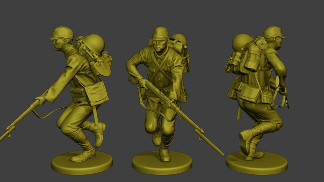 Japanese soldier ww2 Run J1 3D प्रिंट मॉडल .c4d .max .obj .3ds .fbx .stl .blend 