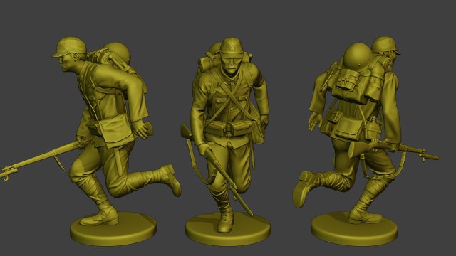 Japanese soldier ww2 Run2 J1 Modelo de Impressão 3D .c4d .max .obj .3ds .fbx .stl .blend 