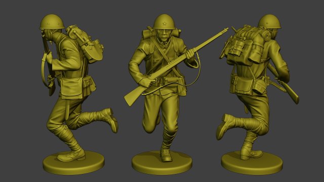 Japanese soldier ww2 Run3 J1 Model Cetak 3D .c4d .max .obj .3ds .fbx .stl .blend 