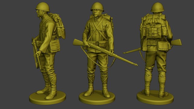 Japanese soldier ww2 Stand J1 3D Принт Модель .c4d .max .obj .3ds .fbx .stl .blend 