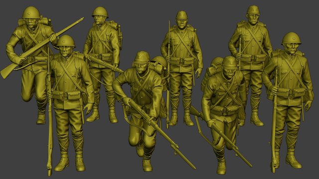 Japanese soldiers ww2 J1 Pack1 3D Print Model .c4d .max .obj .3ds .fbx .stl .blend 