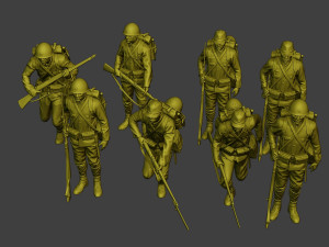 Japanese soldiers ww2 J1 Pack1 3D Print Model