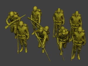 Japanese soldiers ww2 J1 Pack1 3D Print Model