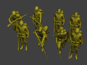 Japanese soldiers ww2 J1 Pack1 3D Print Model