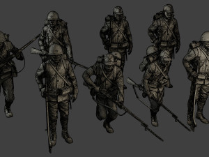 Japanese soldiers ww2 J1 Pack1 3D Print Model