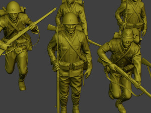 Japanese soldiers ww2 J1 Pack1 3D Print Model