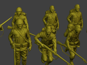Japanese soldiers ww2 J1 Pack1 3D Print Model