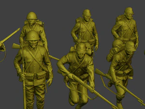 Japanese soldiers ww2 J1 Pack1 3D Print Model