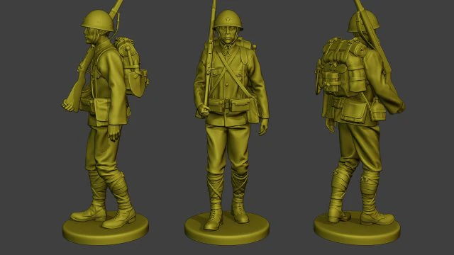 Japanese soldier ww2 Walk2 J1 3D Print Model .c4d .max .obj .3ds .fbx .stl .blend 