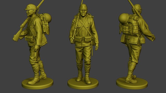Japanese soldier ww2 Walk4 J1 Modelo de Impressão 3D .c4d .max .obj .3ds .fbx .stl .blend 
