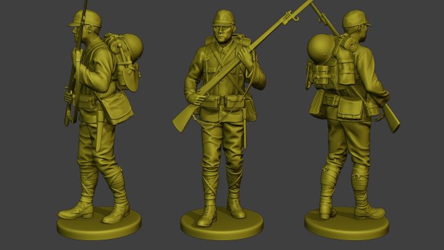 Japanese soldier ww2 Walk5 J1 3D Druckmodell .c4d .max .obj .3ds .fbx .stl .blend