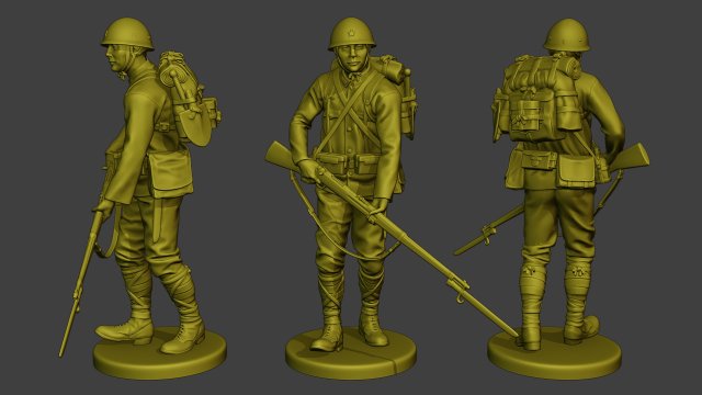 Japanese soldier ww2 Walk6 J1 3Dプリントモデル .c4d .max .obj .3ds .fbx .stl .blend 