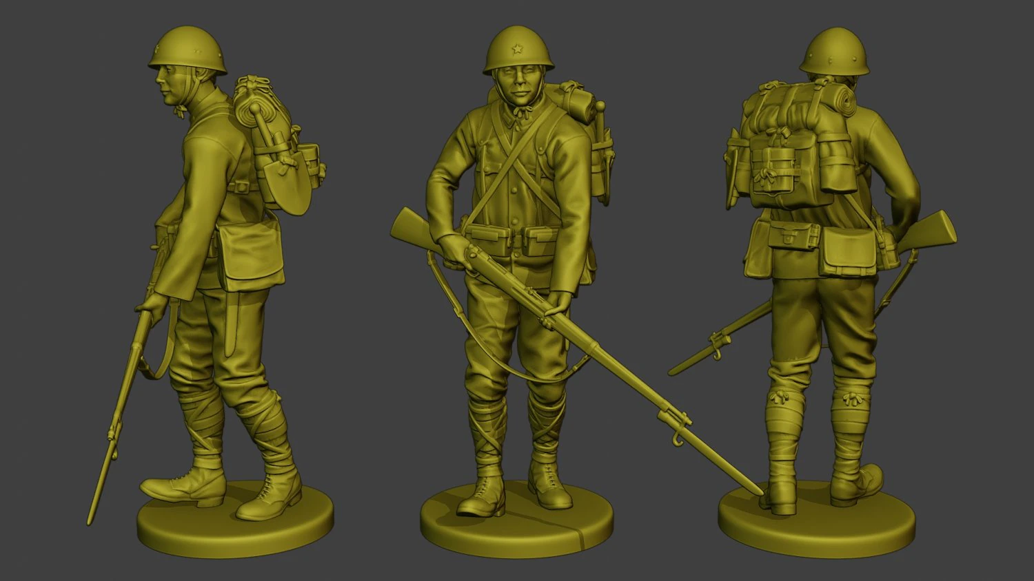 Japanese soldier ww2 Walk6 J1 3D Print Model .c4d .max .obj .3ds .fbx .stl .blend