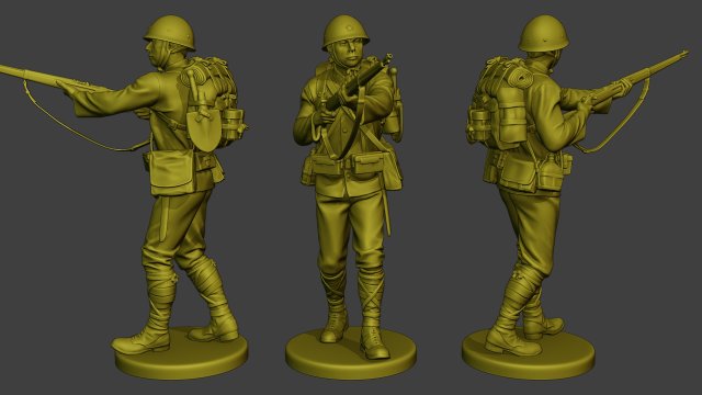 Japanese soldier ww2 Walk7 J1 Modèles 3D en vedette .c4d .max .obj .3ds .fbx .stl .blend 