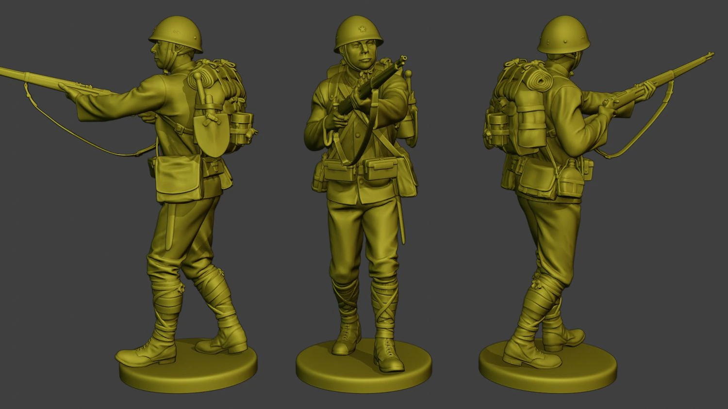Japanese soldier ww2 Walk7 J1 3D Print Model .c4d .max .obj .3ds .fbx .stl .blend