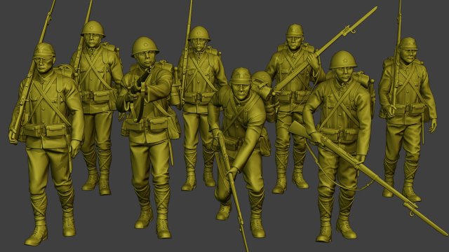 Japanese soldier ww2 J1 Pack2 Model do druku 3D .c4d .max .obj .3ds .fbx .stl .blend 