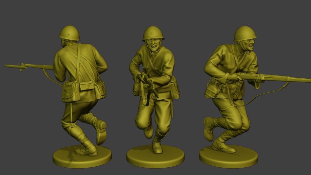 Japanese soldier ww2 Attack J2 3D Принт Модель .c4d .max .obj .3ds .fbx .stl .blend 