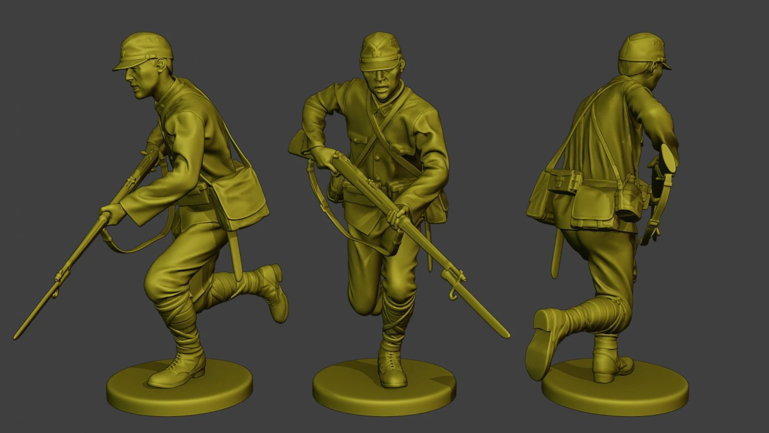 Japanese soldier ww2 Attack3 J2 3D Print Model .c4d .max .obj .3ds .fbx .stl .blend 