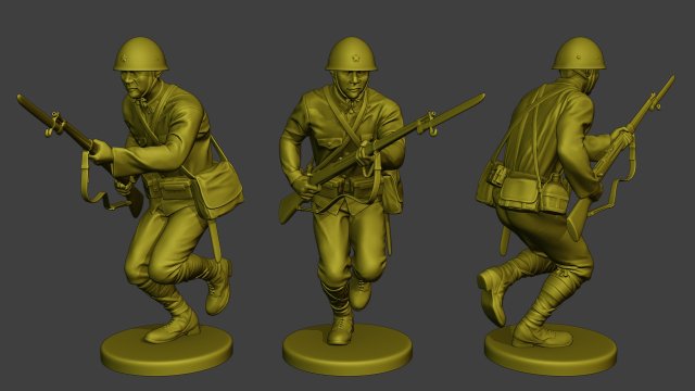 Japanese soldier ww2 Run J2 3D Принт Модель .c4d .max .obj .3ds .fbx .stl .blend 