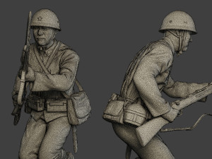 Japanese soldier ww2 Run J2 3D Принт Модель