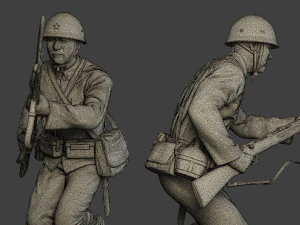 Japanese soldier ww2 Run J2 3D Print Model