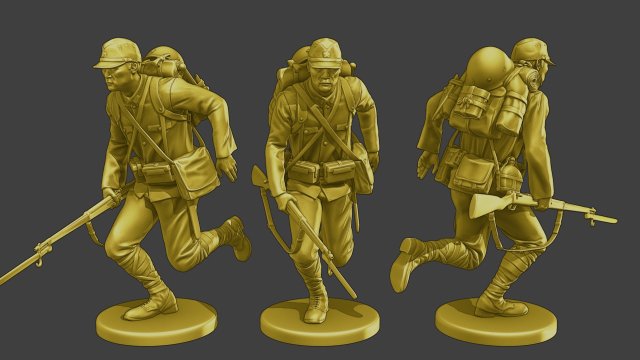 Japanese soldier ww2 Run2 J2 3D 프린트 모델 .c4d .max .obj .3ds .fbx .stl .blend 