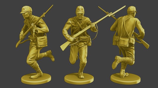 Japanese soldier ww2 Run3 J2 3D-printmodel .c4d .max .obj .3ds .fbx .stl .blend 