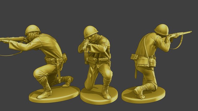 Japanese soldier ww2 Shoot Crouch J2 3D Print Model .c4d .max .obj .3ds .fbx .stl .blend 