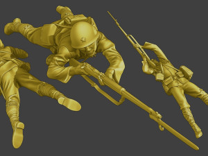 Japanese soldier ww2 Shoot Lying J2 3D Print Model