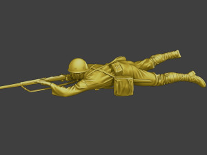 Japanese soldier ww2 Shoot Lying J2 Modèles 3D en vedette