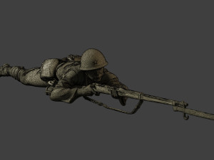 Japanese soldier ww2 Shoot Lying J2 Modèles 3D en vedette