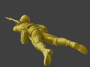 Japanese soldier ww2 Shoot Lying J2 Modèles 3D en vedette