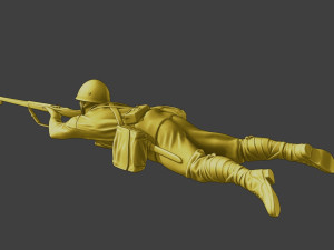 Japanese soldier ww2 Shoot Lying J2 Modèles 3D en vedette